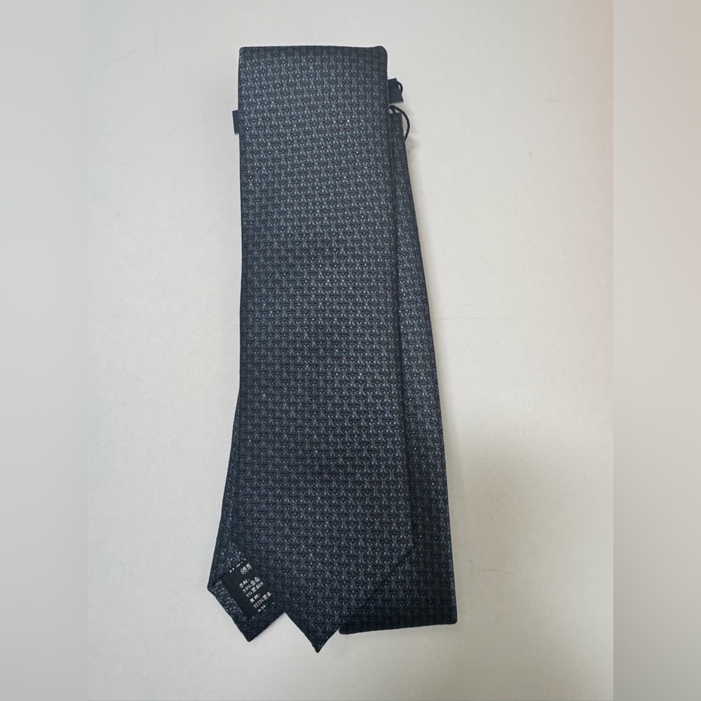 Men's Dark Navy Micro-Pattern Silk Tie - Refined Formal Accessory